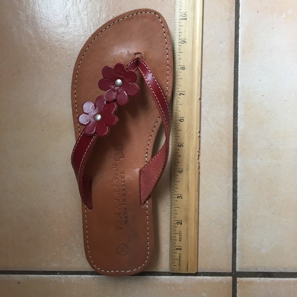 ✨BOUTIQUE GREEK GENUINE RED LEATHER SANDALS✨ - Picture 7 of 8